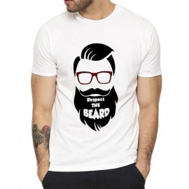 Men's printed T-shirt -Respect the beard