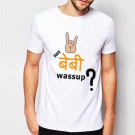 Men's printed T-shirt -Hey baby wassup