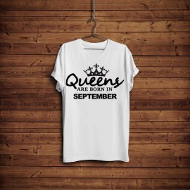 Women's printed T-shirt -Queens are born in September