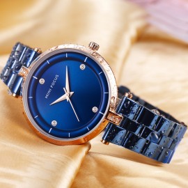 Mini Focus Stainless Steel Analog Quartz Watch For Women – Blue