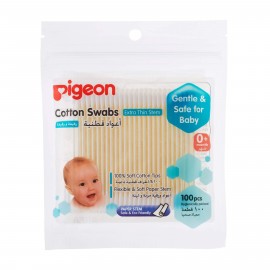 Pigeon Cotton Swabs Thin Stem 100Pcs - Plastic Pack| Baby Products
