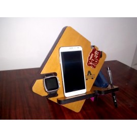 Customized Wooden carved Multipurpose mobile stand and Pen holder
