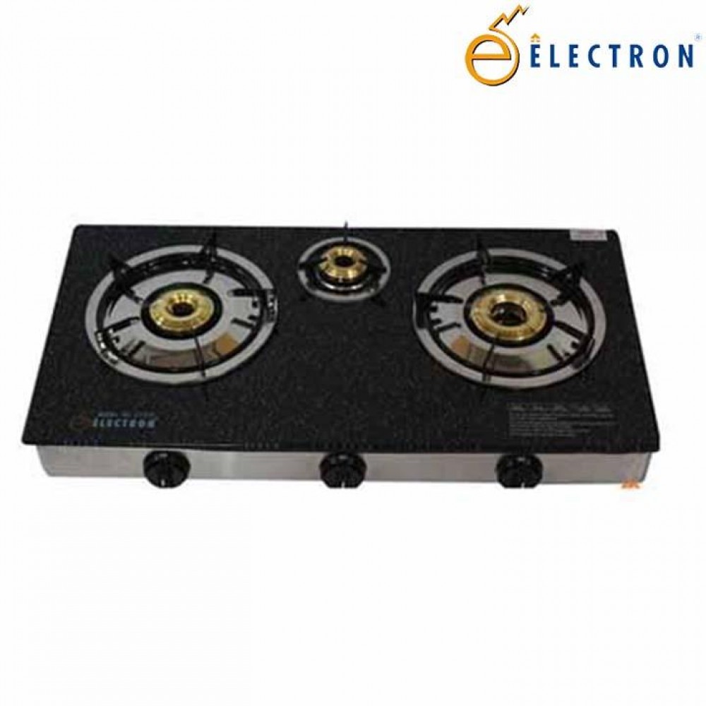 Electron Triple Burner Gas Stove - Glass Top (Black) Electron Triple Burner Gas Stove - Glass Top (Black)