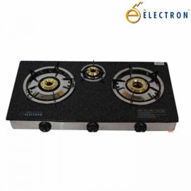 Electron Triple Burner Gas Stove - Glass Top (Black)