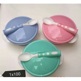 New Baby Self Feeding Bowl and Spoon Set Spill Proof