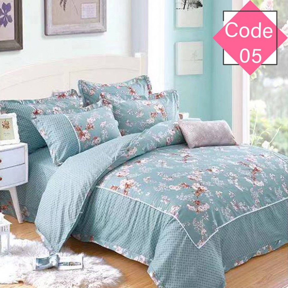 King size Floral Printed Design Bed Sheet | Pillow Cover | Blanket Cover