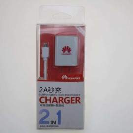 Huawei 2 in1 Flat Pin 2.0A Mobile Charger With Micro USB Cable
