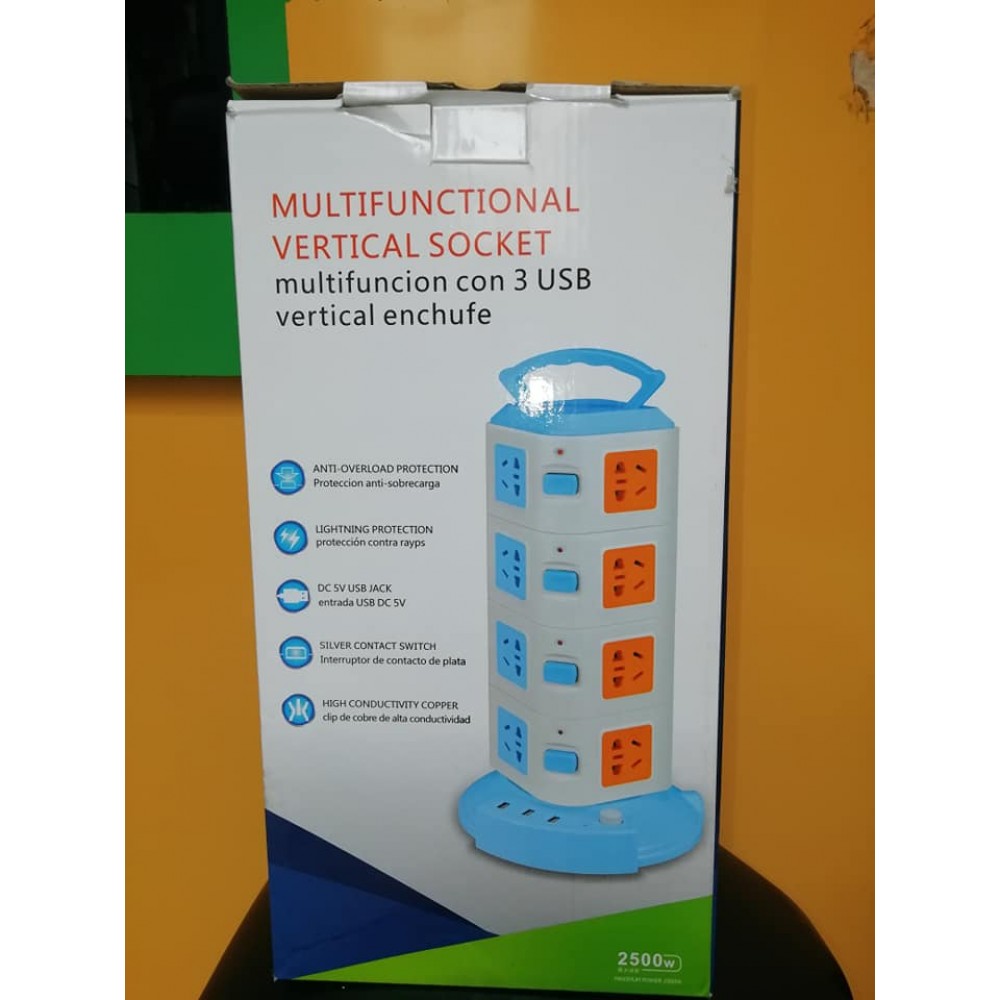 Multi functional  vertical Socket with 3 USB Port Multi functional  vertical Socket with 3 USB Port