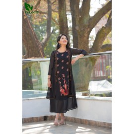 FuLoo’s Soft Georgette Dress with Heavy Embroidered   
