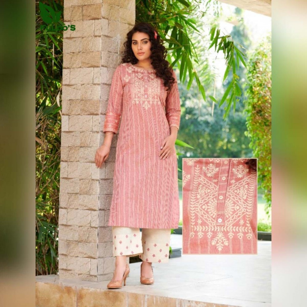 Skylark Pure Cotton Designer Embroidered Kurti Set for Women 