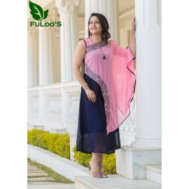 FuLoo’s Soft Georgette Dress with Heavy Embroidered
