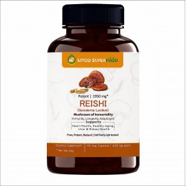 MYCO SUPERFȮȮD Reishi Mushroom Extract Powder Capsules| 90 Veg Caps 650 mg each | Boosts Immunity, for Immunomodulatory Support | Adaptogen, Anti Stess, Anti oxidan