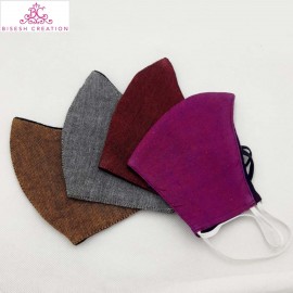 Printed Hemp Cotton Three Layer Washable Mask - 4 Pack Set