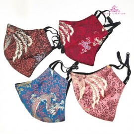 Pink Mandarin Silk Printed Washable Mask  Pink Mandarin Silk Printed Washable Mask