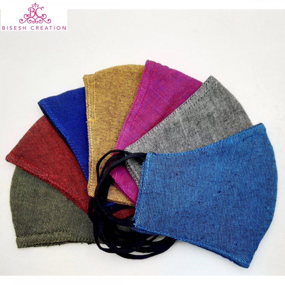 Hemp Cotton 3 Layer Washable Cloth Mask with stopper & Nose pin - Set Of 7 Hemp Cotton 3 Layer Washable Cloth Mask with stopper & Nose pin - Set Of 7