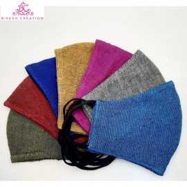Hemp Cotton 3 Layer Washable Cloth Mask with stopper & Nose pin - Set Of 7