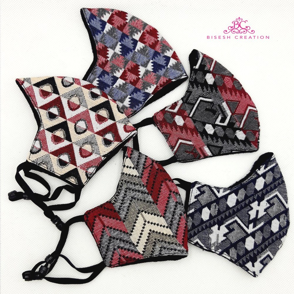 Dhaka Series Three Layer Washable  Face Mask - 5 Piece Combo