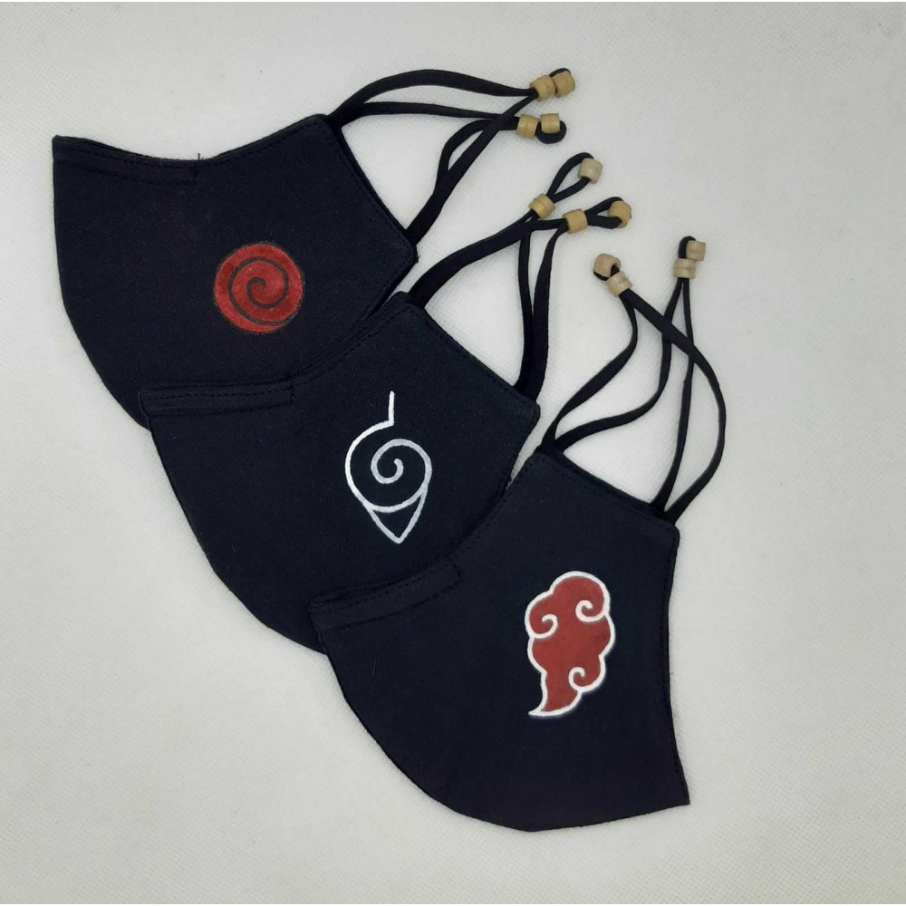 Cotton Washable Mask Hand Painted Anime With Adjustable Stopper - Set of 3