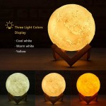 3D Print Moon Lamp And Humidifier With Wooden Holder Base | 13cm Diameter