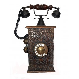Beautifully Hand Carved Antique Telephone Set
