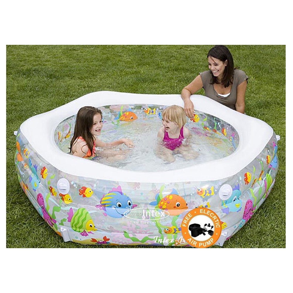 Intex Inflatable Ocean Reef Kids Swimming Pool | Free Electric Air Pump Intex Inflatable Ocean Reef Kids Swimming Pool | Free Electric Air Pump