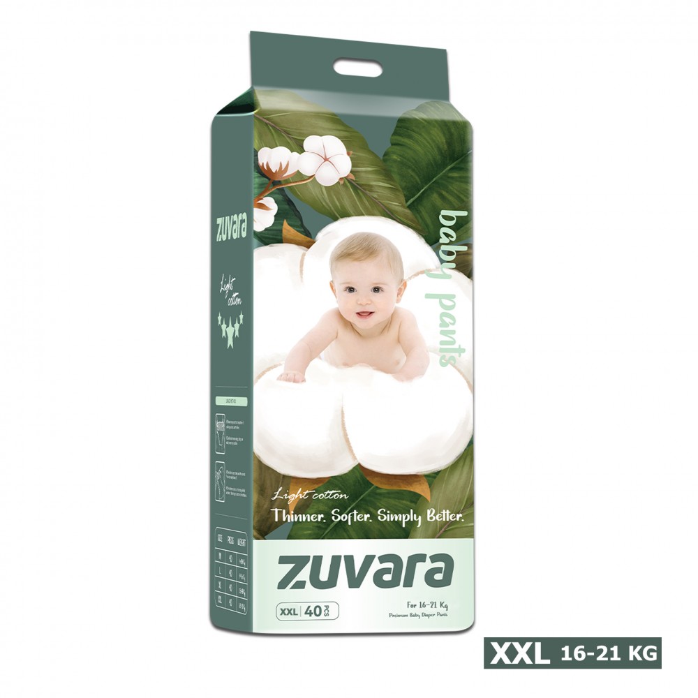 Zuvara Feather Diaper Pants - XXL (Pack Of 40) Zuvara Feather Diaper Pants - XXL (Pack Of 40)