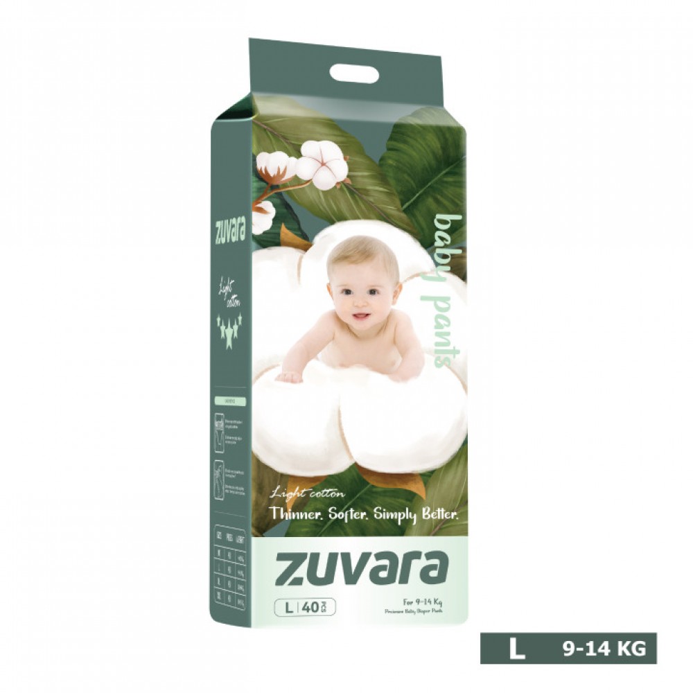 Zuvara Feather Diaper Pants - L (Pack Of 40) Zuvara Feather Diaper Pants - L (Pack Of 40)
