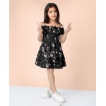 Naughty Ninos Half Sleeves Floral Print Off Shoulder Dress - Black Naughty Ninos Half Sleeves Floral Print Off Shoulder Dress - Black