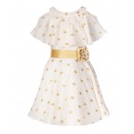 Naughty Ninos Half Sleeves Glittery Butterfly Printed Dress - White Naughty Ninos Half Sleeves Glittery Butterfly Printed Dress - White