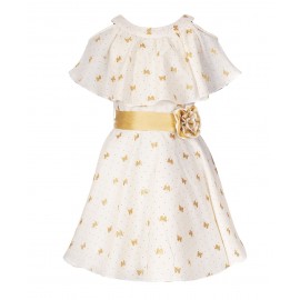 Naughty Ninos Half Sleeves Glittery Butterfly Printed Dress - White