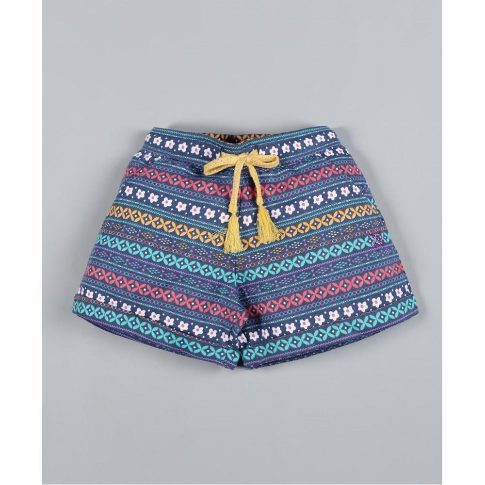 Plum Tree Aztec Floral Printed Shorts - Navy Blue Plum Tree Aztec Floral Printed Shorts - Navy Blue