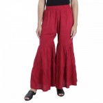 Maroon Solid Flared Gharara for Women