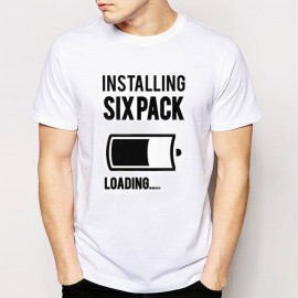 Men's printed T-shirt -Installing six pack