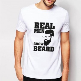 Men's printed T-shirt -Real men grow beard