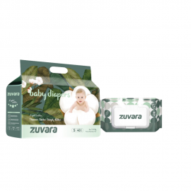 Zuvara Diaper Tape Style Small 40pcs + Baby Water Wipes 