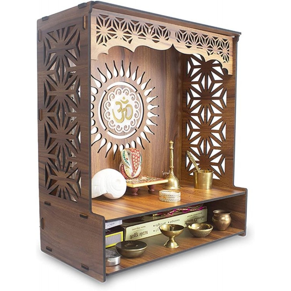 Wooden Pooja Stand Designer Mandir for Home Office Brown Temple  Wooden Pooja Stand Designer Mandir for Home Office Brown Temple