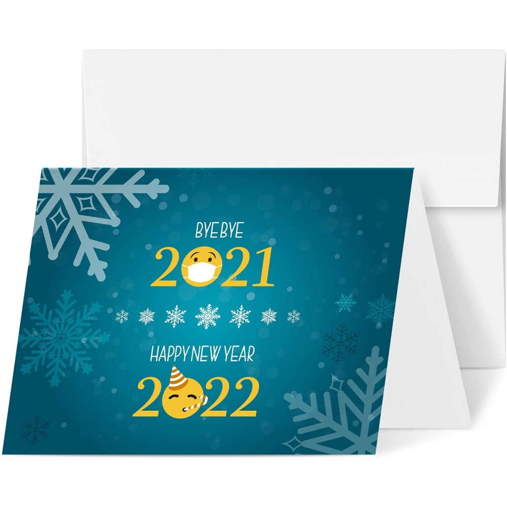 Funny Emoji Cards For 2022 New Year Holiday Greeting Cards - Customized Funny Emoji Cards For 2022 New Year Holiday Greeting Cards - Customized