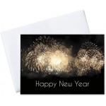 New Year Greeting Cards with Golden Fireworks on Background - Customized