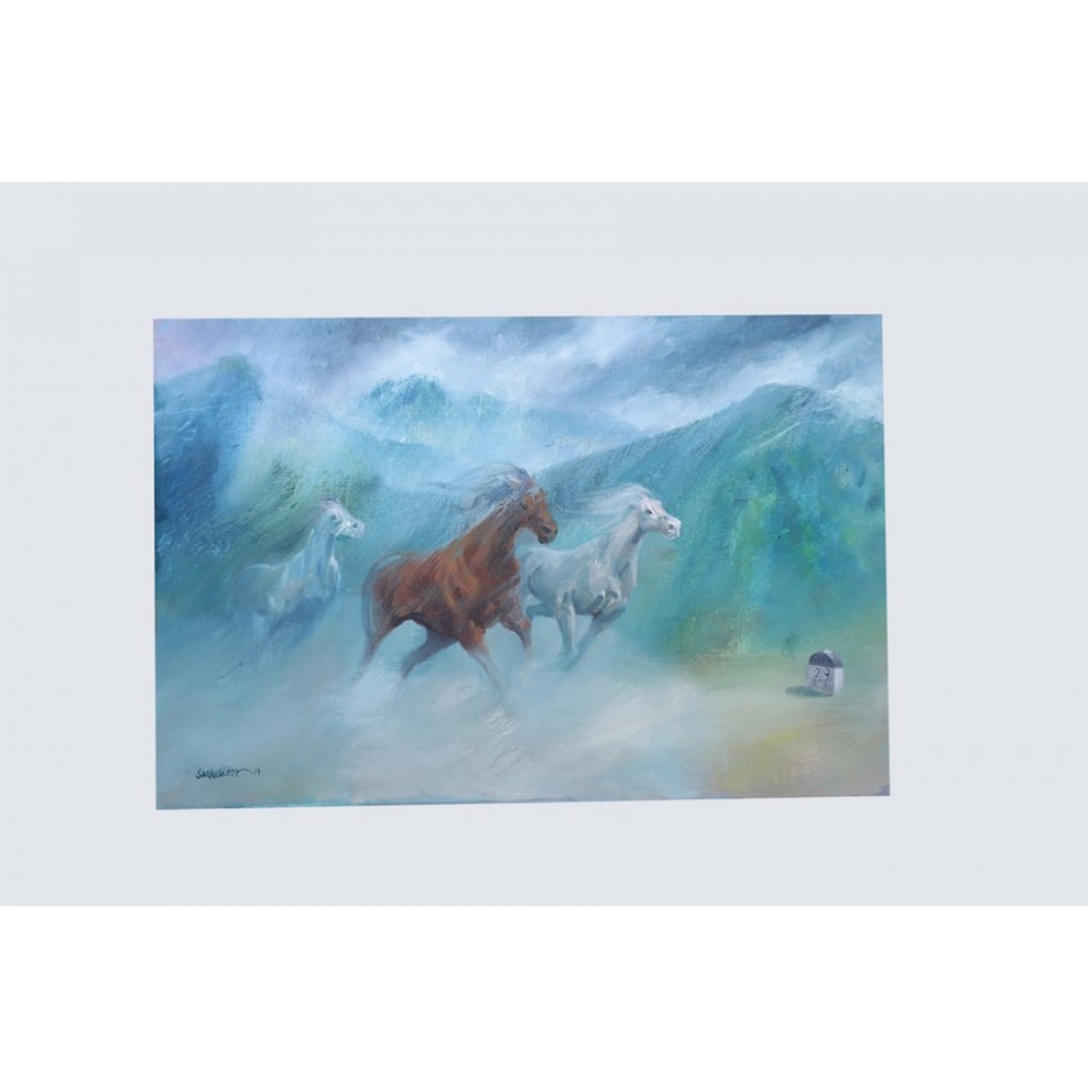 Three Horse 29 KM Acrylic Paint | Canvas Painting | Home Décor Three Horse 29 KM Acrylic Paint | Canvas Painting | Home Décor