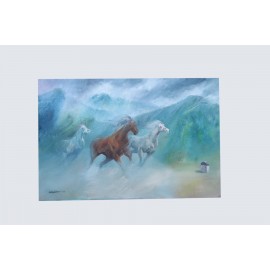 Three Horse 29 KM Acrylic Paint | Canvas Painting | Home Décor
