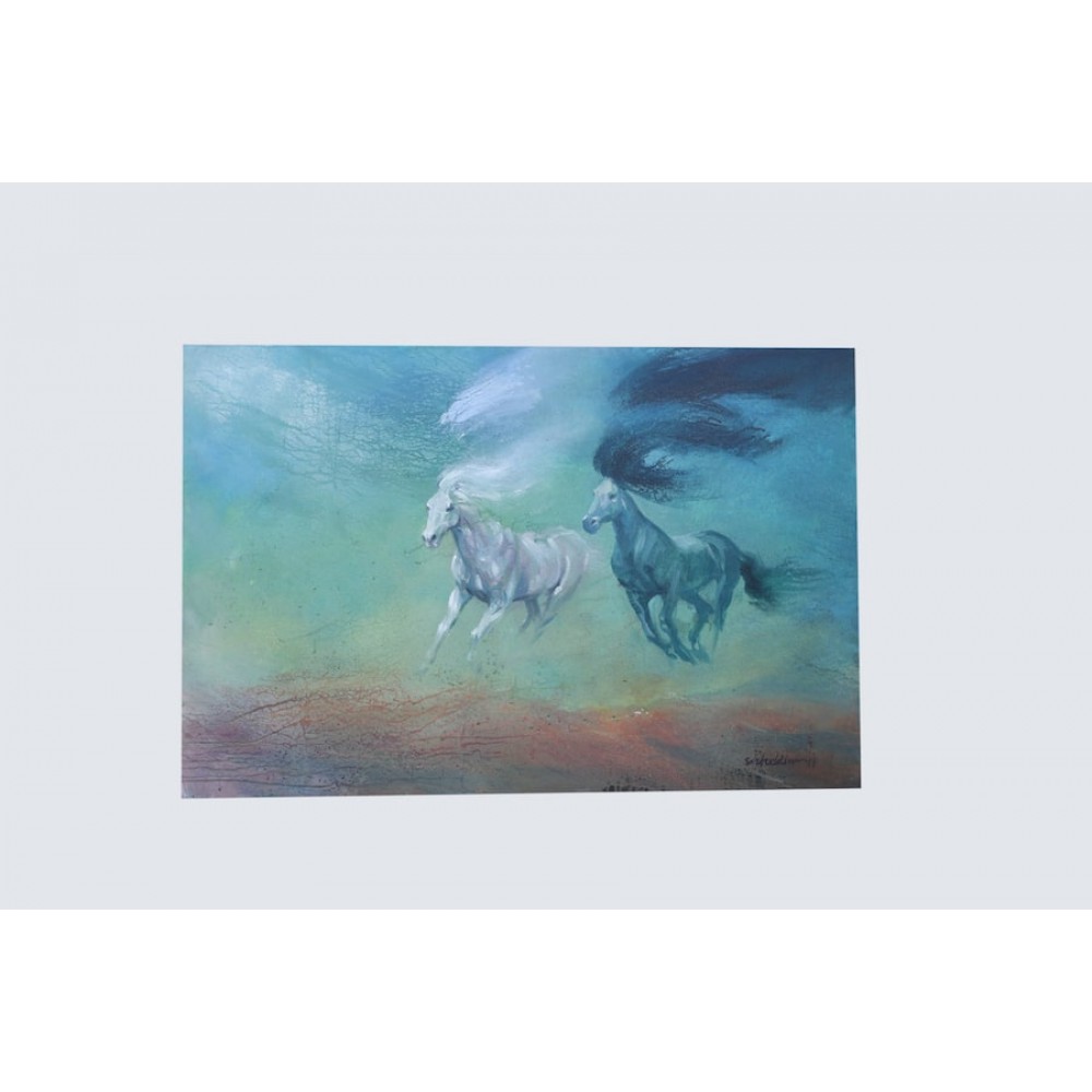TWO HORSE RUNNING Canvas Acrylic Art | Creative Painting | Home Décor TWO HORSE RUNNING Canvas Acrylic Art | Creative Painting | Home Décor