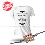 Rakhi For Brother Combo | Big Brother Printed Cotton T-shirt ( White) Rakhi For Brother Combo | Big Brother Printed Cotton T-shirt ( White)