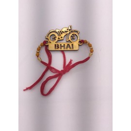 Bullet Wala Bhai Wooden Carved Rakhi