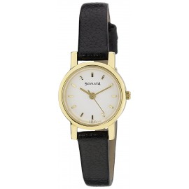 SONATA 8976YL02 White Dial Leather Strap Analog Women's Watch