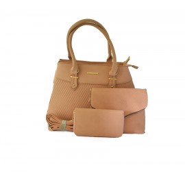 Light Cream Color Three Piece and Two compartment Hand Bag | Female Fancy Side/Hand bag