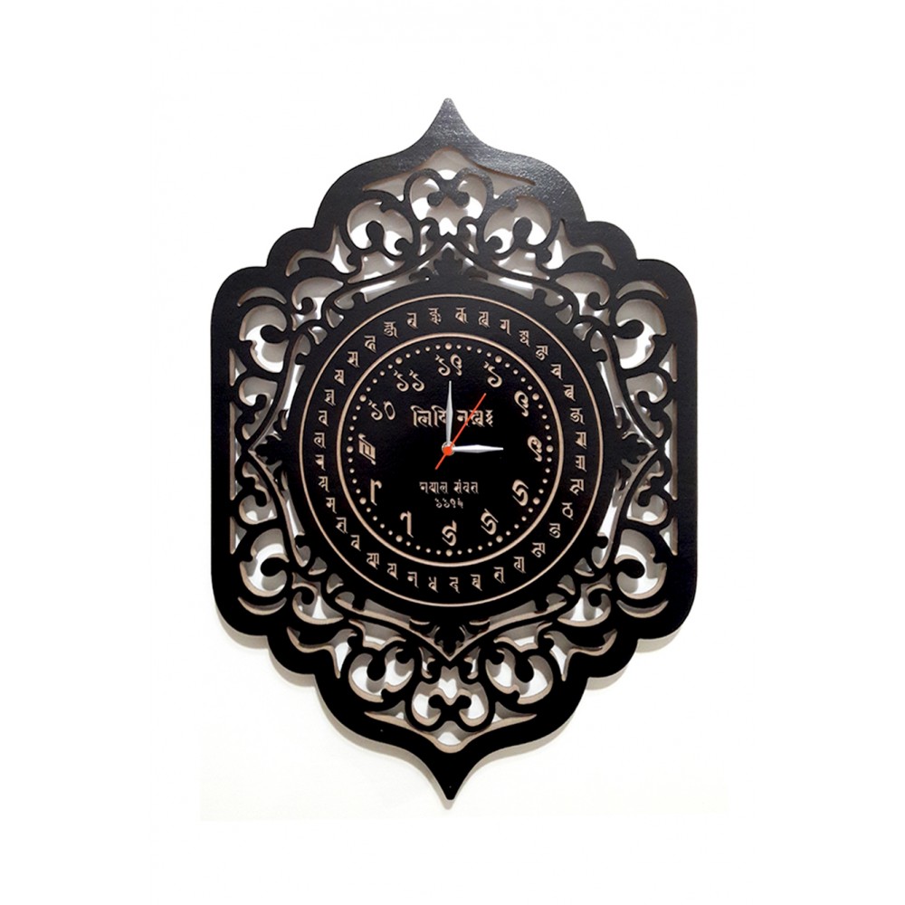 Wooden Processed Ranjana Lipi Ka Kha Ga Wall Clock Wooden Processed Ranjana Lipi Ka Kha Ga Wall Clock