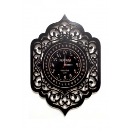 Wooden Processed Ranjana Lipi Ka Kha Ga Wall Clock