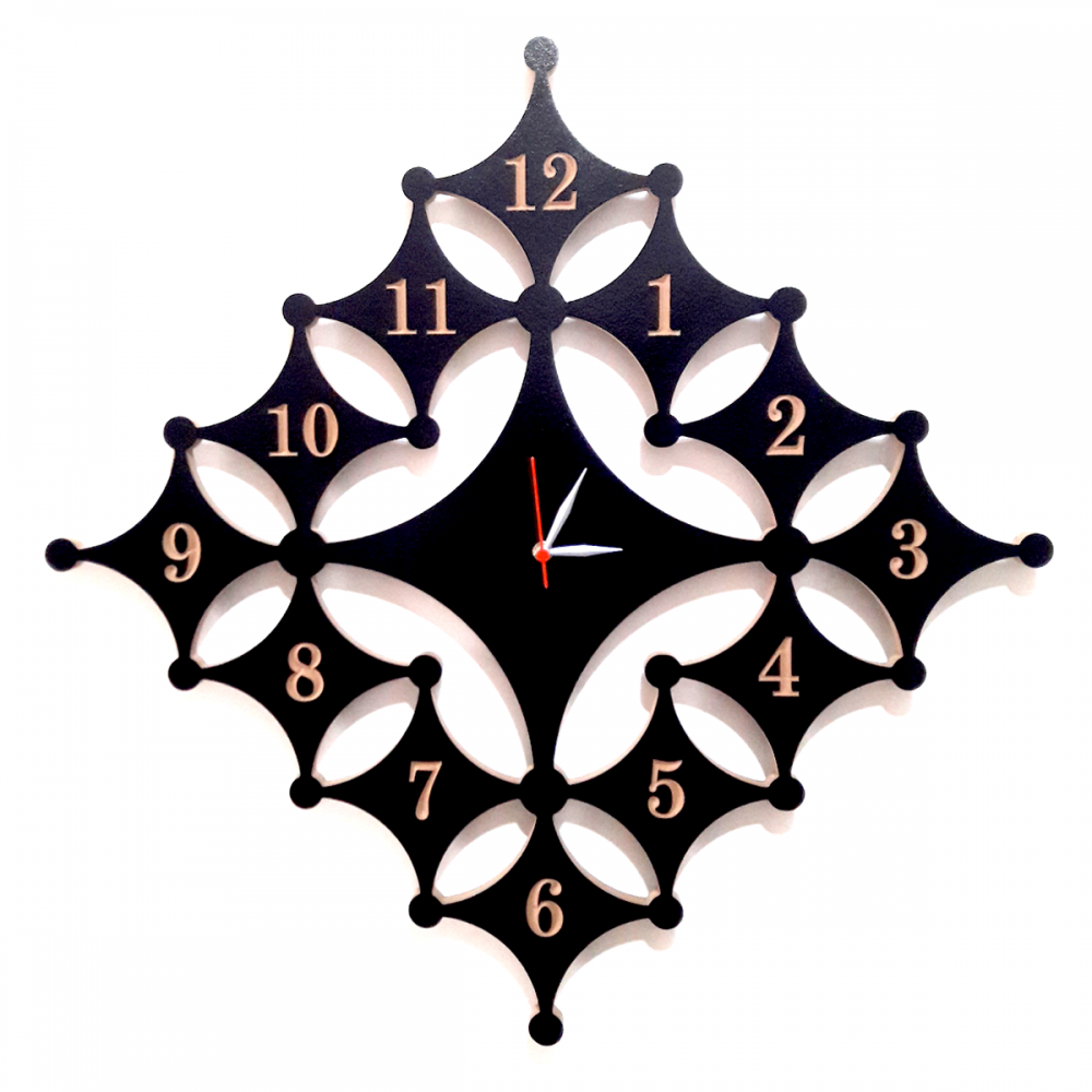 Diamond Wall Clock- Home & Office Decor | Wooden Processed Diamond Wall Clock- Home & Office Decor | Wooden Processed