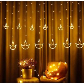 Diya Light Curtain - 6 Big Star 6 Small Diya For Party Birthday, Diwali, Navratri Home Decoration Light