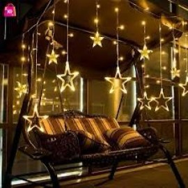Star LED Plastic String Decorative Lights for Home Decoration Diwali Dussehra Christmas with Hanging Golden Star
